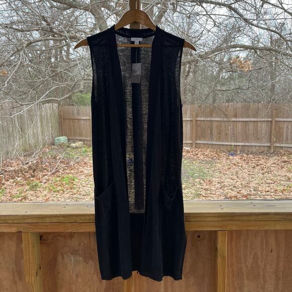 J. Jill Black Linen Blend Open Lightweight Longline Cardigan Size M. NEW - Picture 1 of 7